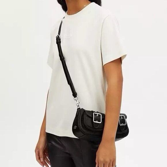 NWT Coach Leather Ashton Baguette shoulder bag Silver Black CM079 - Picture 5 of 7